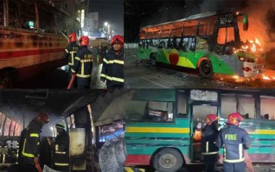 ঢাকায় ৭৪ বাসে অগ্নিসংযোগ, ফুটেজ দেখেও শনাক্ত হচ্ছে না অপরাধী