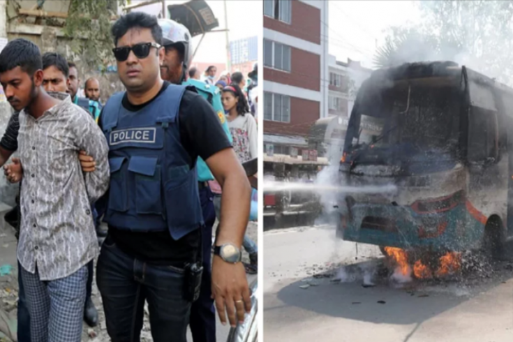 মুগদায় বাসে আগুন, যুবক গ্রেপ্তার